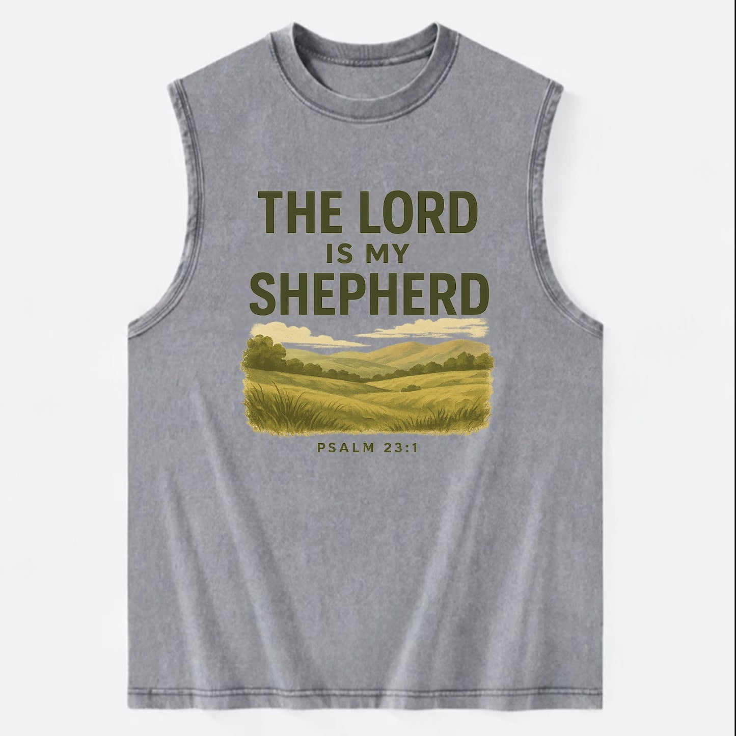 Psalm 23:1 Meadow - Vintage Washed Tank - Grey