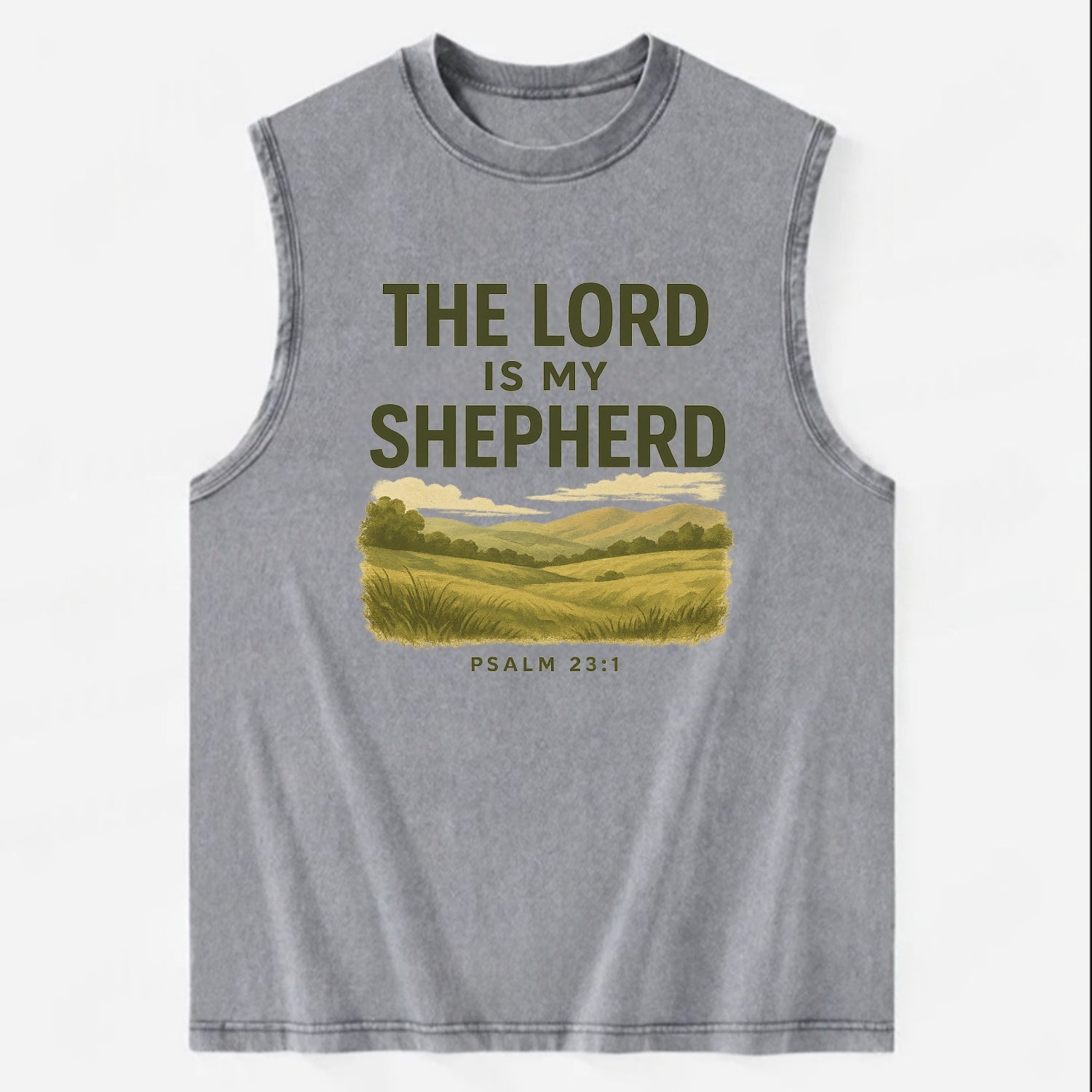 Psalm 23:1 Meadow - Vintage Washed Tank - Grey