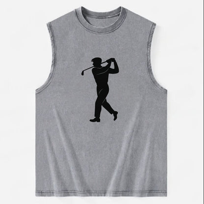 Golfer perfect swing follow-through - Vintage Washed Tank - Grey