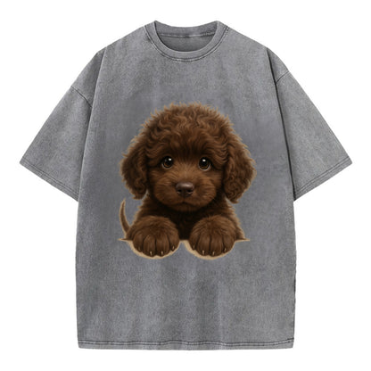 Irish Water Spaniel  - Vintage T-shirt - Grey