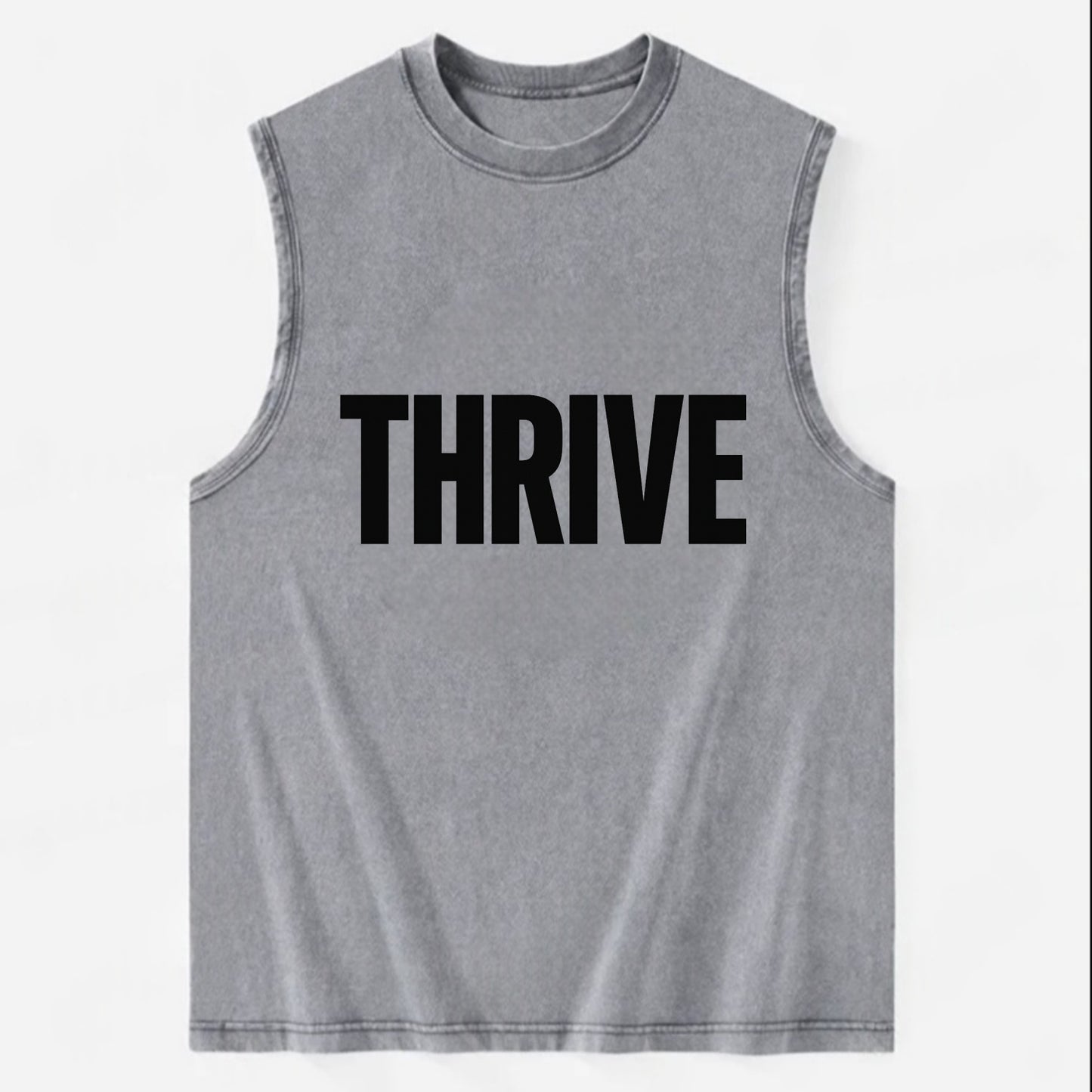 Bold typography design - "THRIVE" - flourishing, doing well - Vintage Washed Tank - Grey