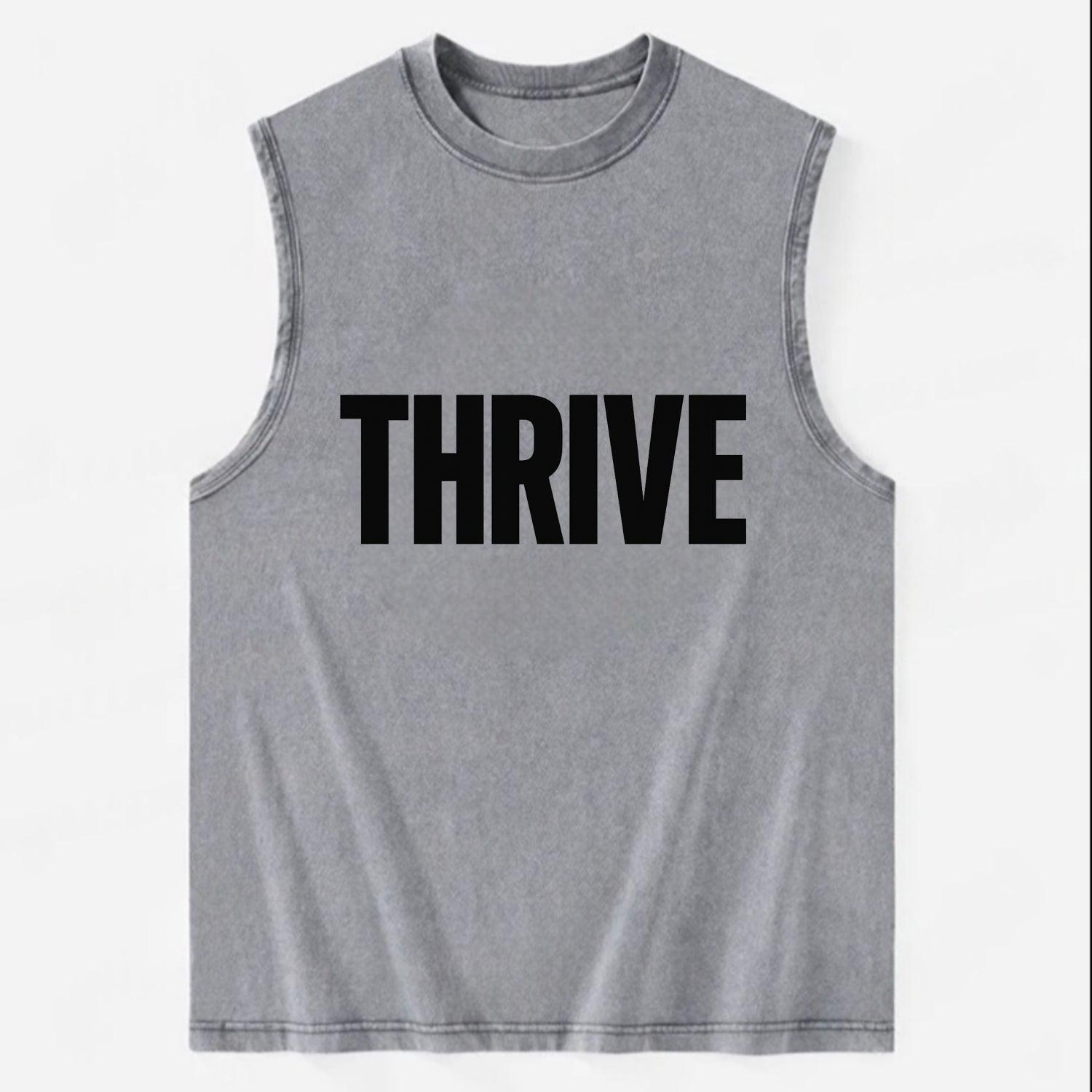 Bold typography design - "THRIVE" - flourishing, doing well - Vintage Washed Tank - Grey