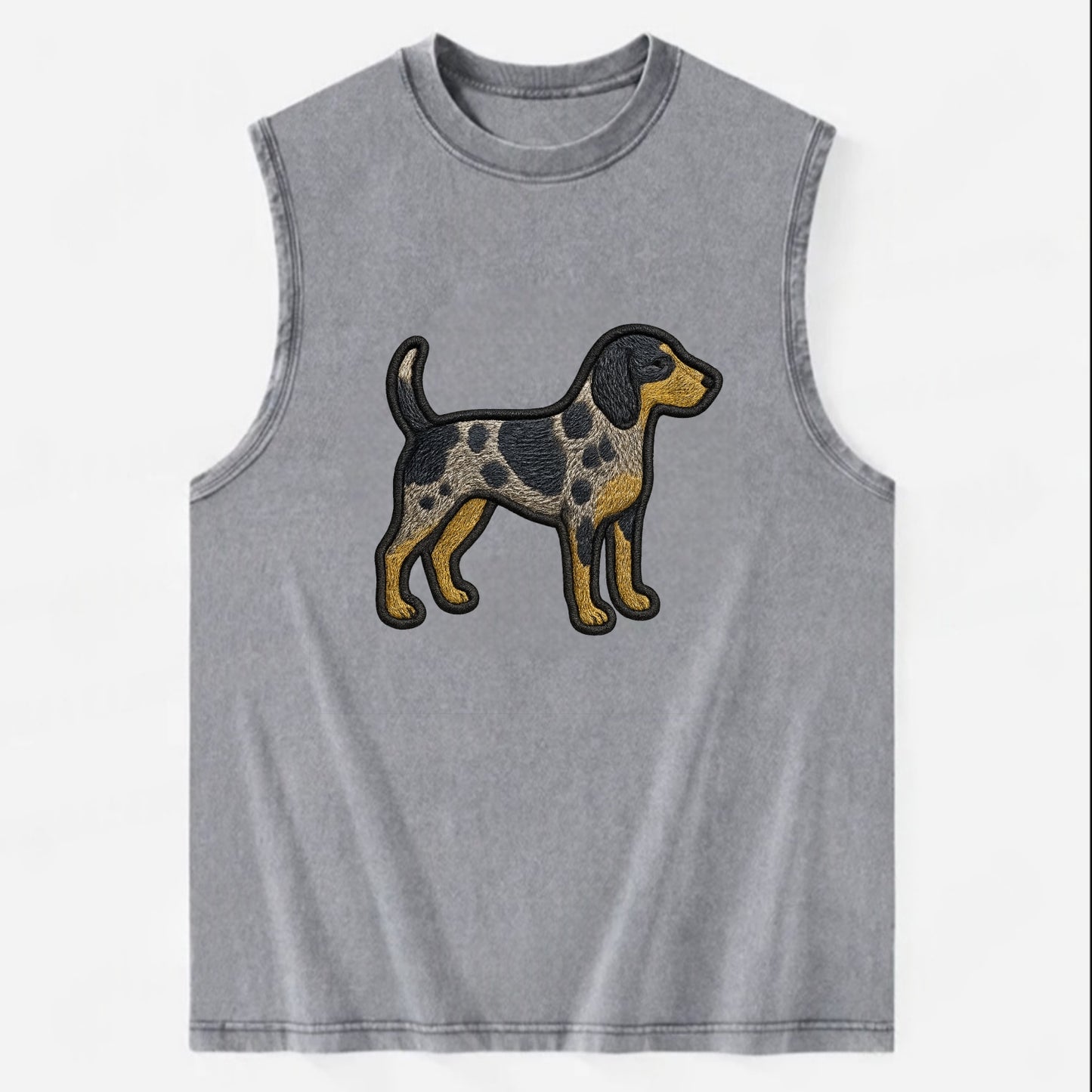 Bluetick Coonhound - Trendy spotted hound logo with prominent black border - Vintage Washed Tank - Grey