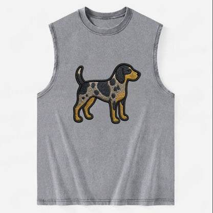 Bluetick Coonhound - Trendy spotted hound logo with prominent black border - Vintage Washed Tank - Grey