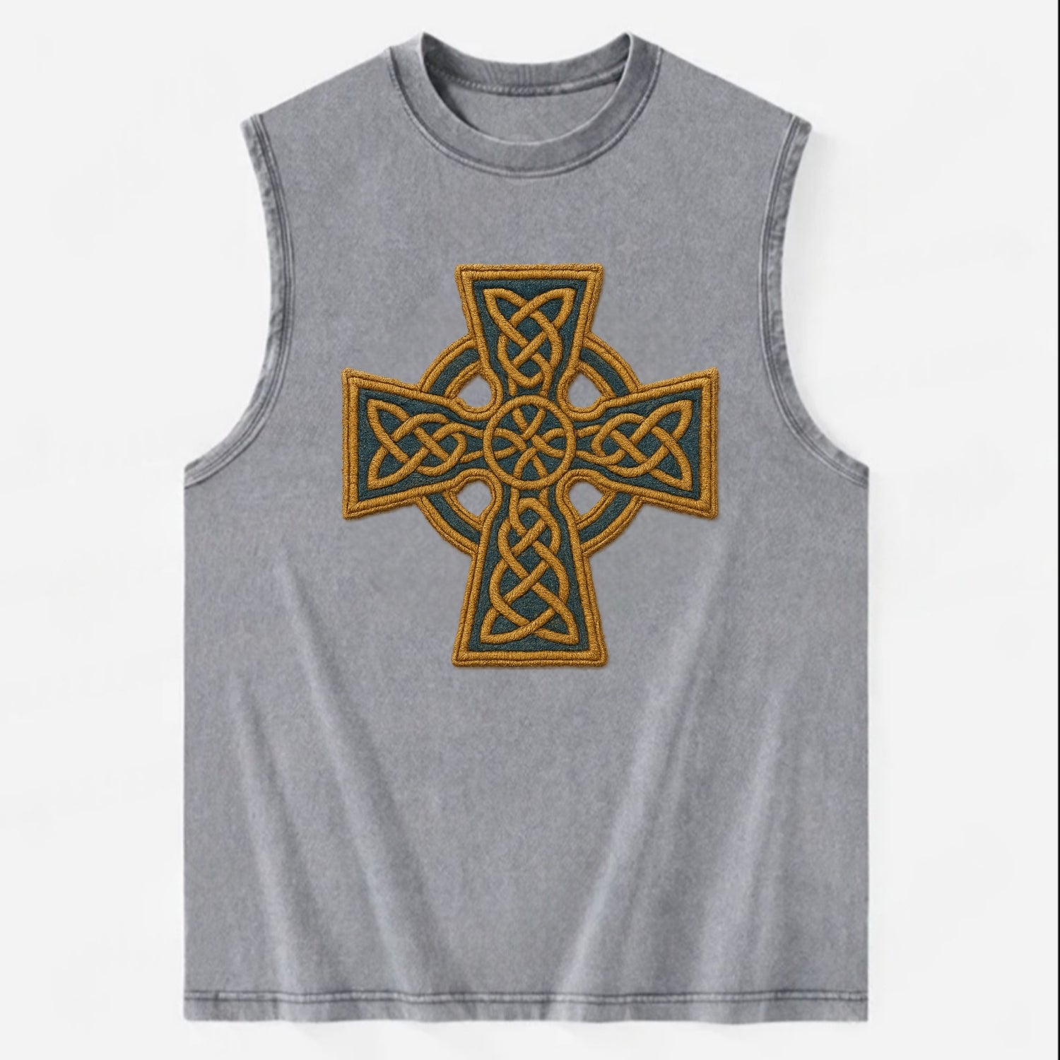 Book Of Kells Cross - Vintage Washed Tank - Grey