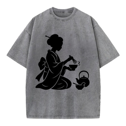 Geisha traditional tea ceremony - Vintage T-shirt - Grey