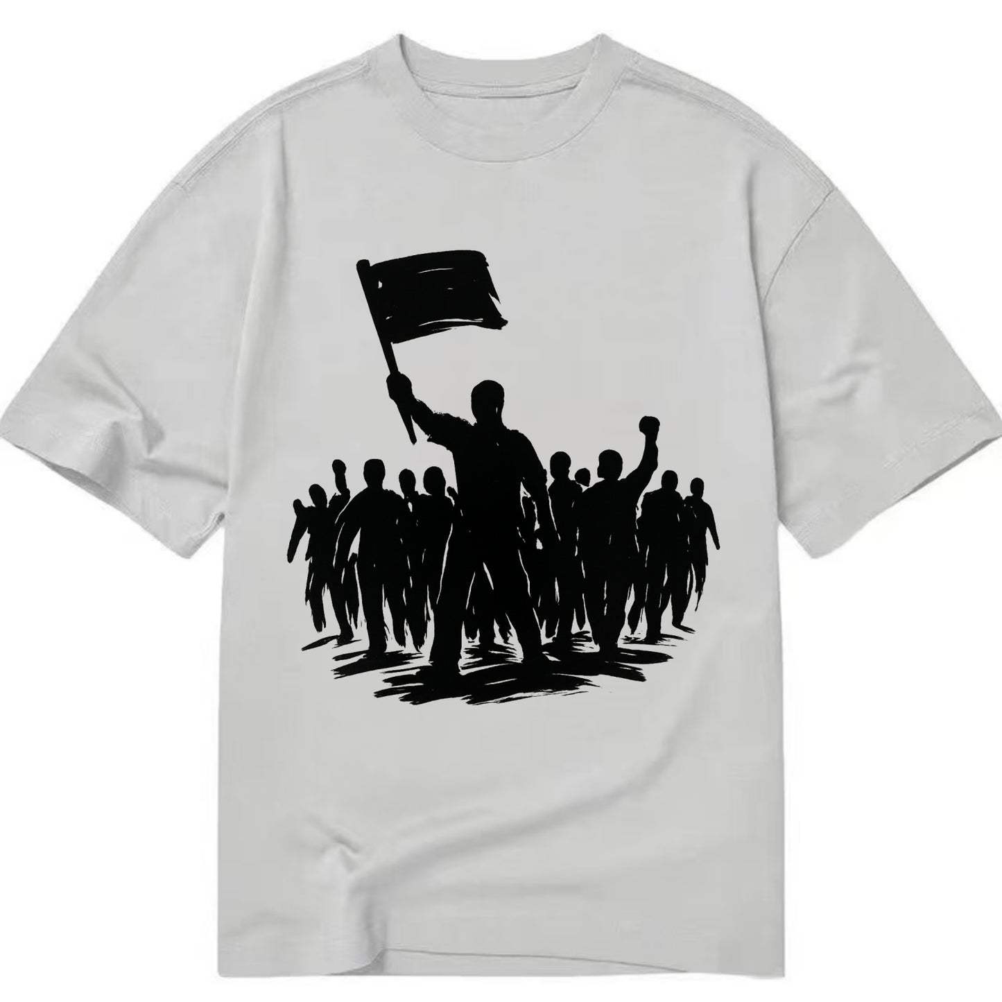 Crowd of protesters marching - solidarity movement ink painting - Classic T-shirt - Grey