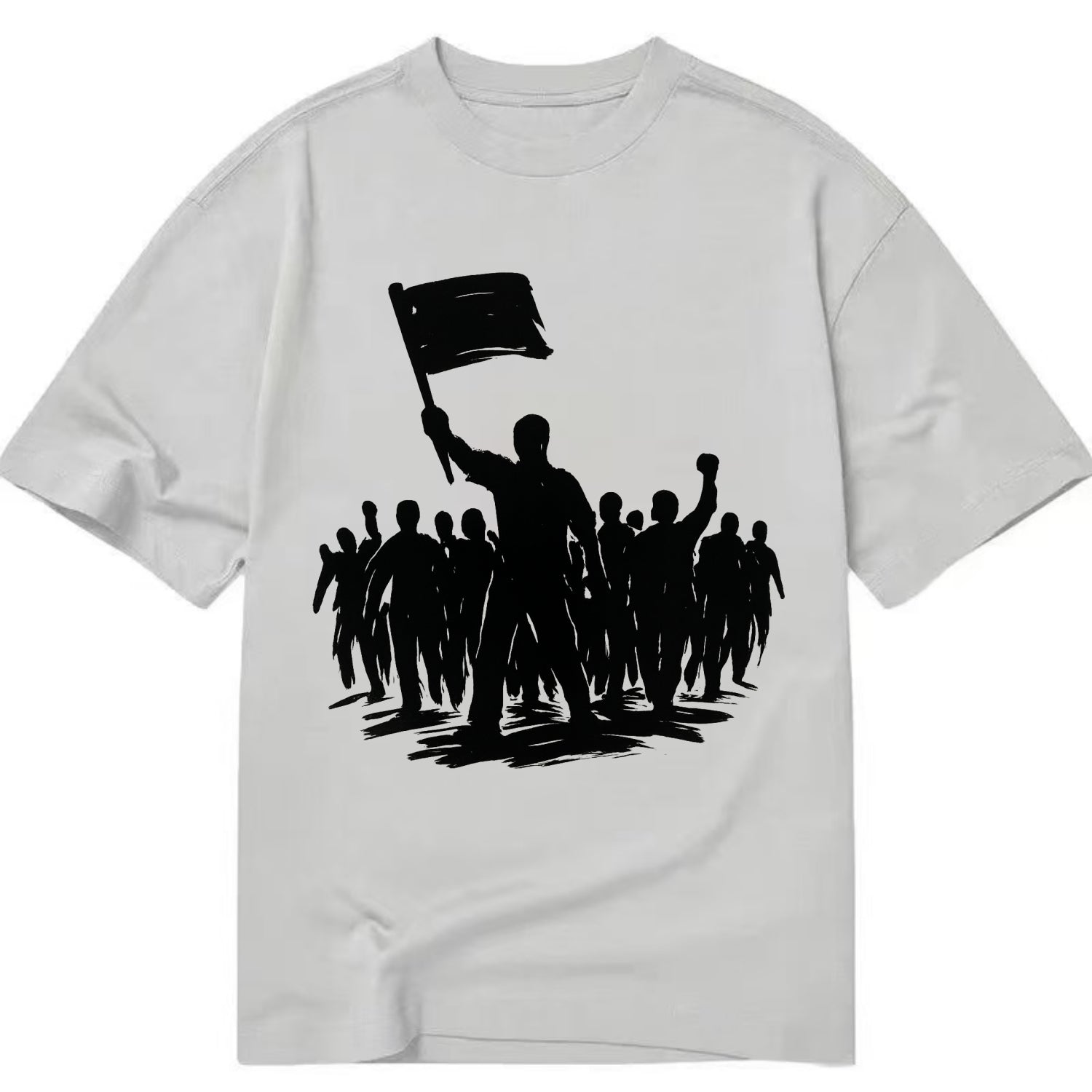 Crowd of protesters marching - solidarity movement ink painting - Classic T-shirt - Grey
