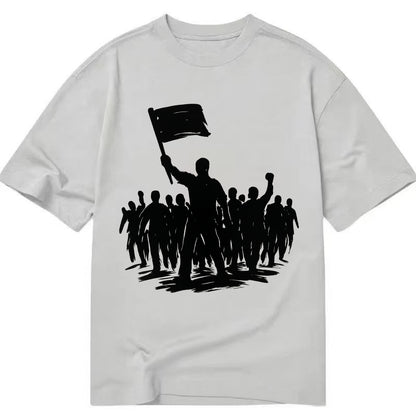 Crowd of protesters marching - solidarity movement ink painting - Classic T-shirt - Grey