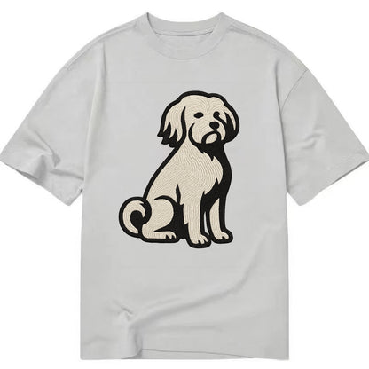 Löwchen - Little Lion Dog white embroide - Classic T-shirt - Grey