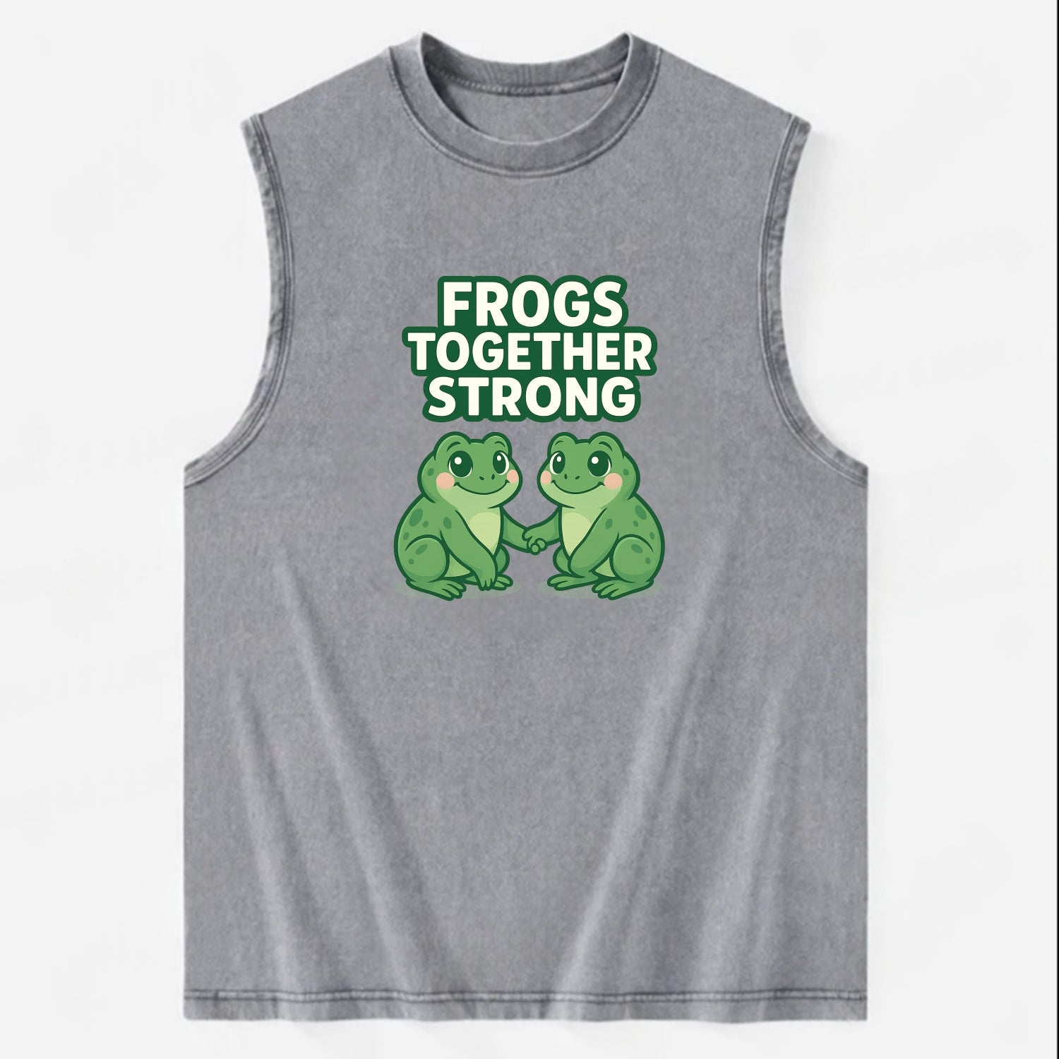 Frogs Together Strong 2 - Vintage Washed Tank - Grey