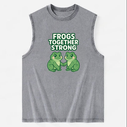 Frogs Together Strong 2 - Vintage Washed Tank - Grey