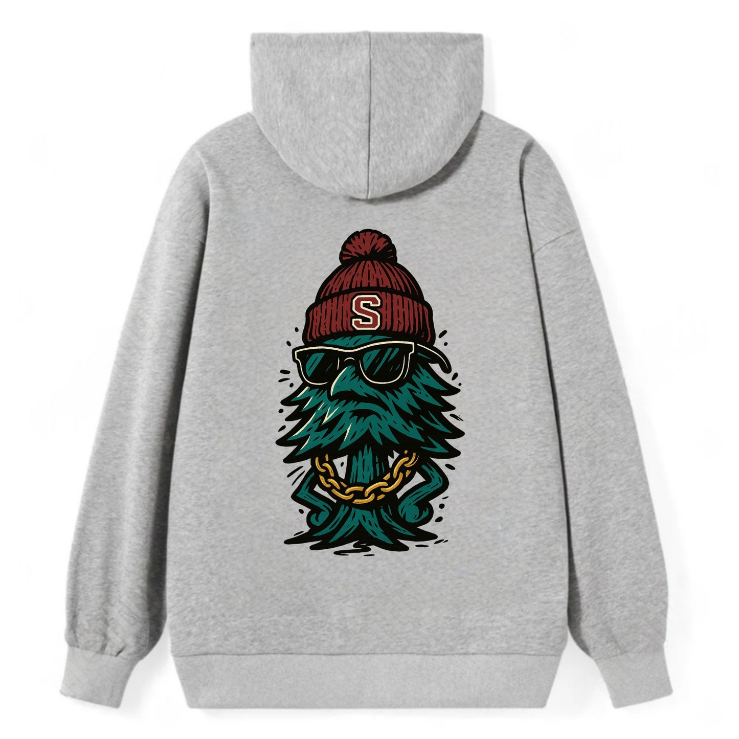 Palo Alto Tree wearing Stanford beanie with S patch - Classic Pullover Hoodie - Grey