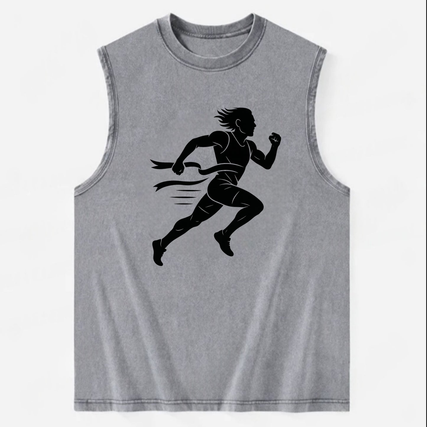 Runner sprinting finish line - Vintage Washed Tank - Grey