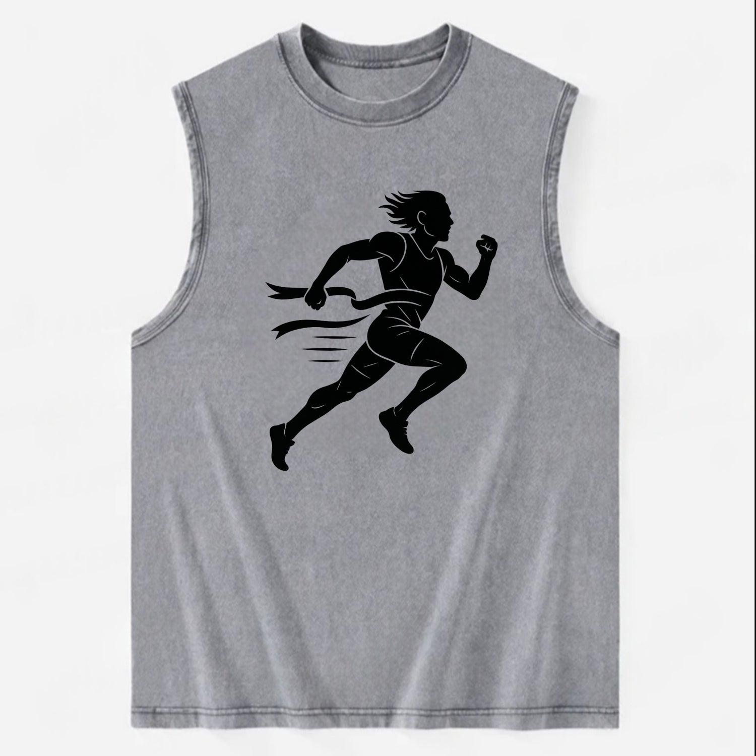 Runner sprinting finish line - Vintage Washed Tank - Grey