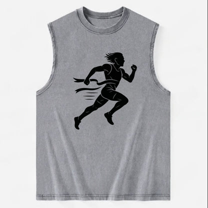 Runner sprinting finish line - Vintage Washed Tank - Grey