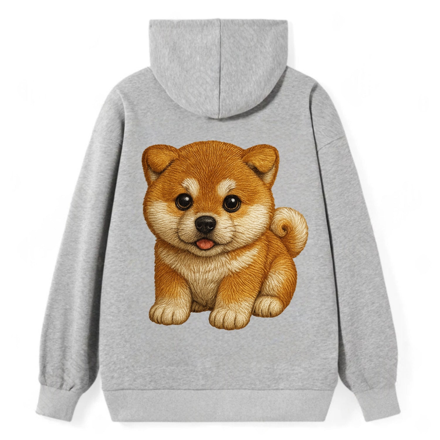 Baby Akita Puppy - fluffy bear-like, curled tail, dignified eyes, - Classic Pullover Hoodie - Grey