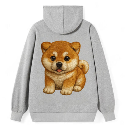 Baby Akita Puppy - fluffy bear-like, curled tail, dignified eyes, - Classic Pullover Hoodie - Grey