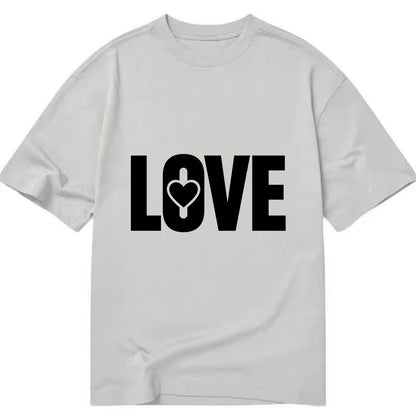 Bold typography design - "LOVE" - universal connection, heart centered - Classic T-shirt - Grey