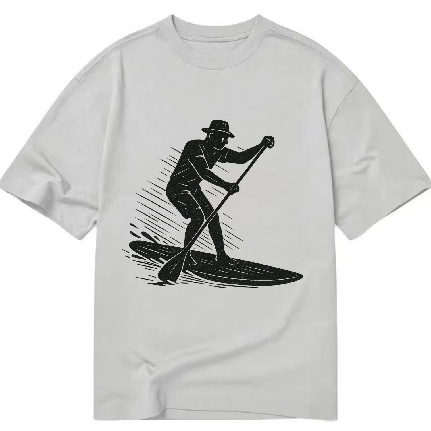 Stand-up paddleboarder on calm water - Classic T-shirt - Grey