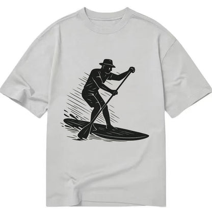 Stand-up paddleboarder on calm water - Classic T-shirt - Grey