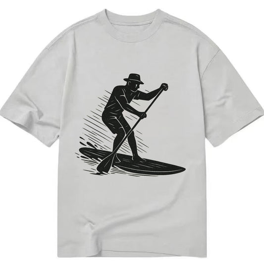 Stand-up paddleboarder on calm water - Classic T-shirt - Grey