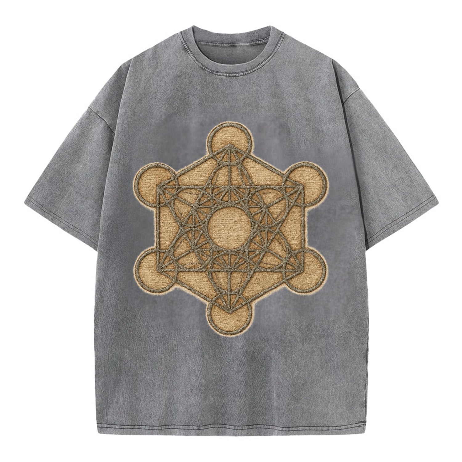 Metatron's Cube  - Vintage T-shirt - Grey