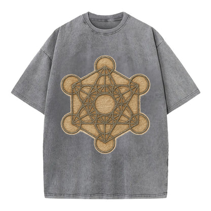 Metatron's Cube  - Vintage T-shirt - Grey