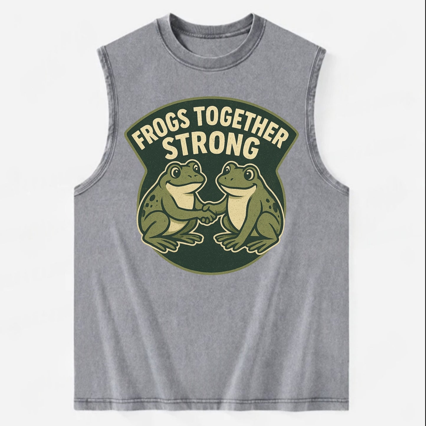 Frogs Together Strong 3 - Vintage Washed Tank - Grey