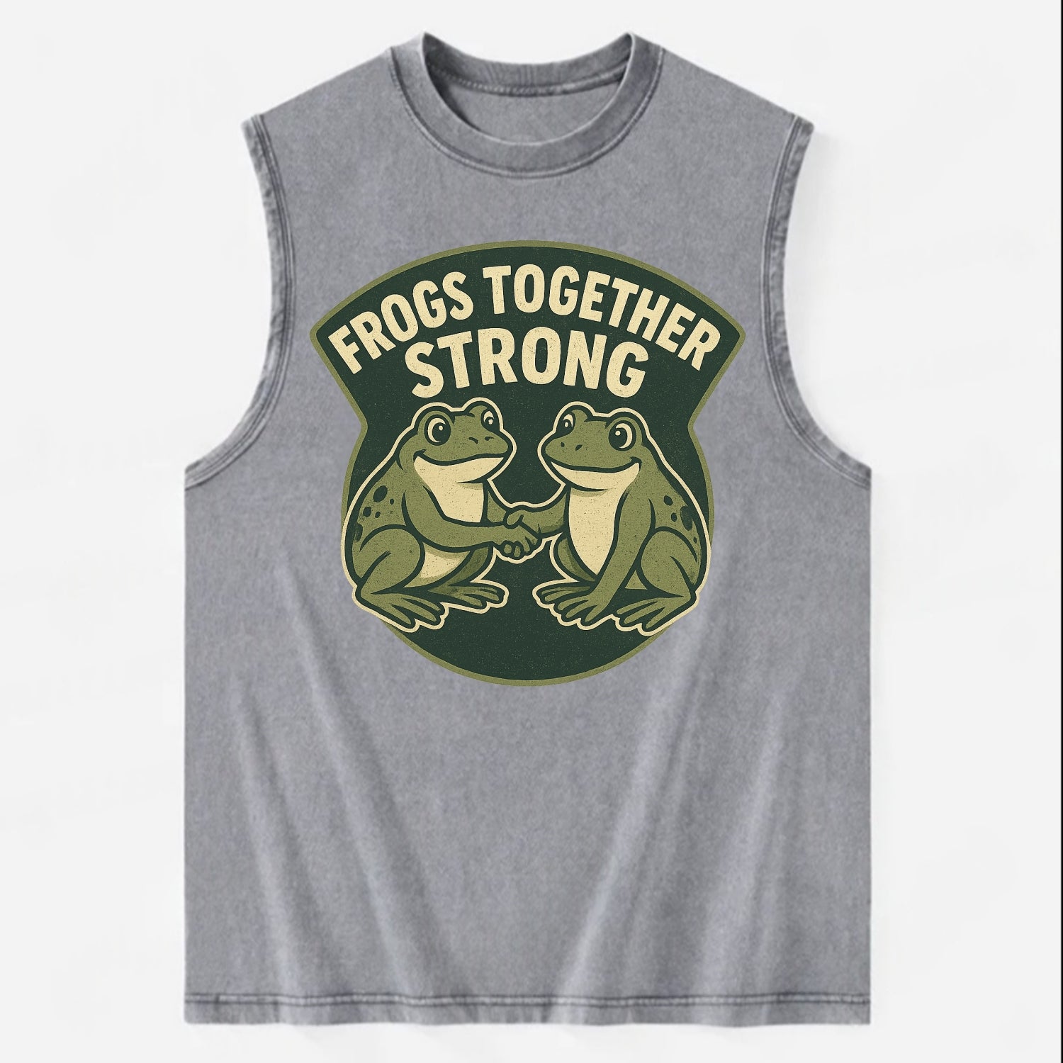 Frogs Together Strong 3 - Vintage Washed Tank - Grey