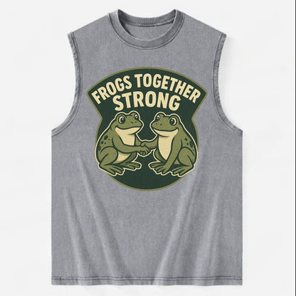 Frogs Together Strong 3 - Vintage Washed Tank - Grey