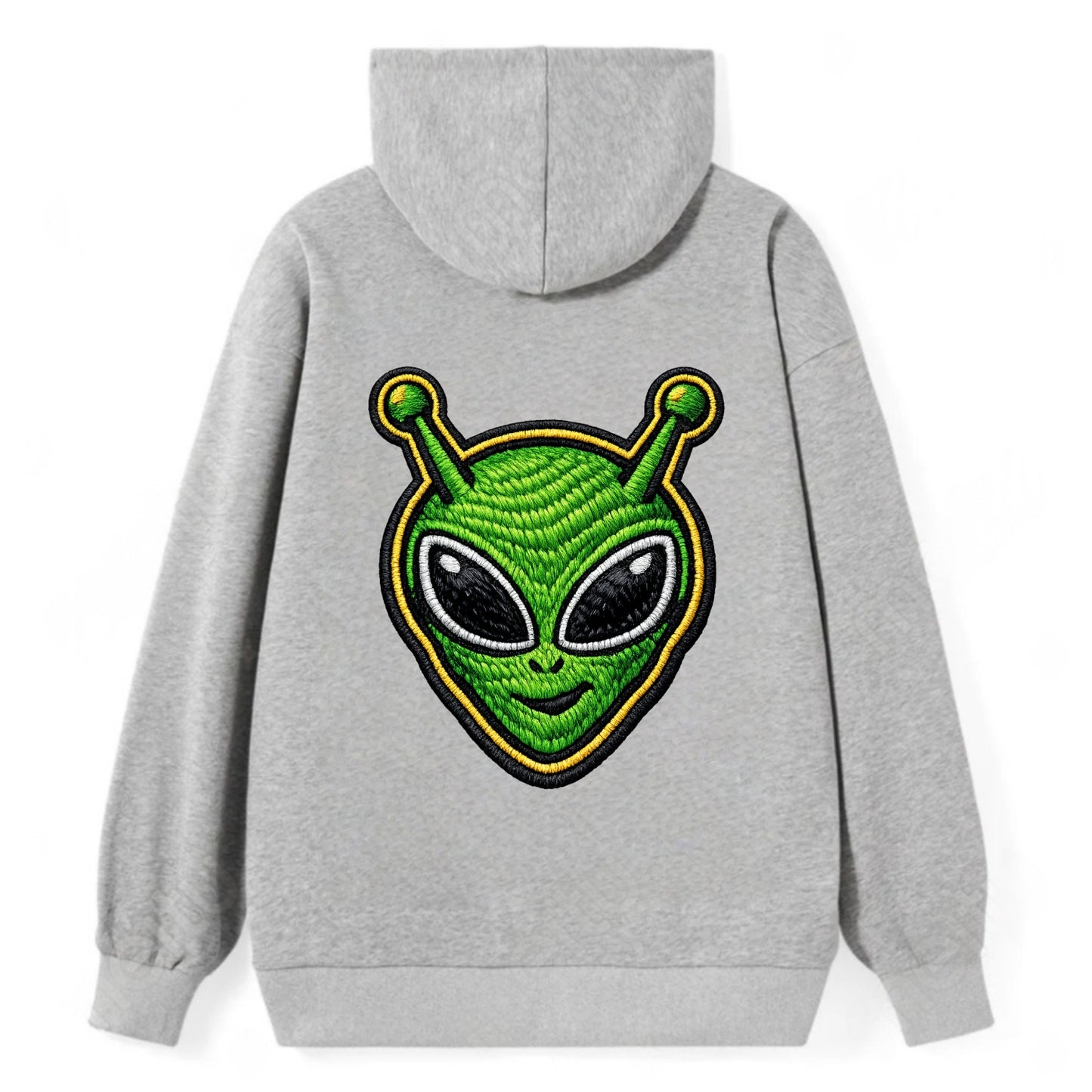 ALIEN MARTIAN - green alien with antenna in green , little green man - Classic Pullover Hoodie - Grey
