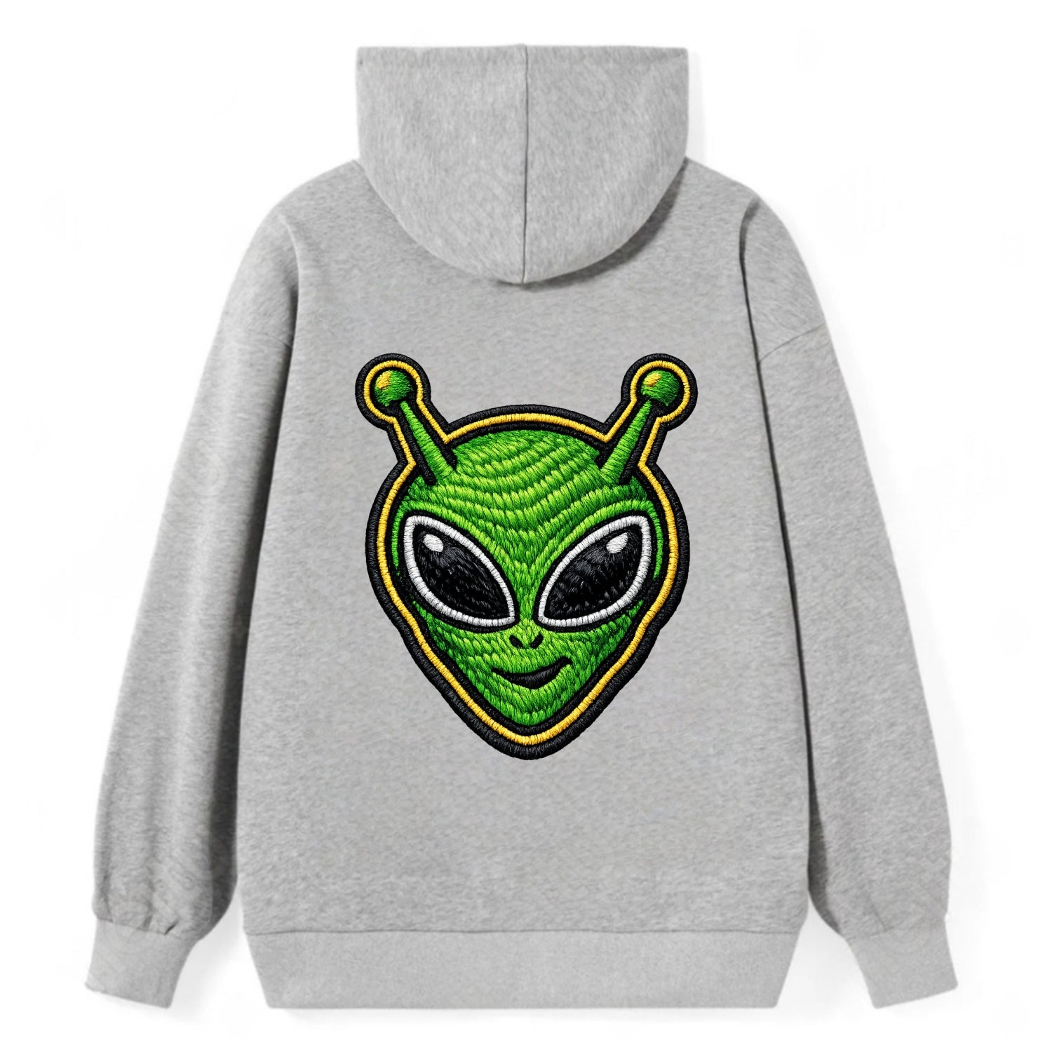 ALIEN MARTIAN - green alien with antenna in green , little green man - Classic Pullover Hoodie - Grey