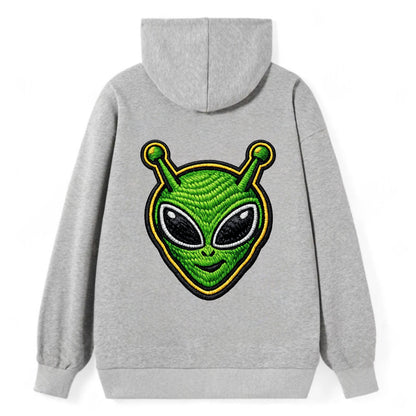 ALIEN MARTIAN - green alien with antenna in green , little green man - Classic Pullover Hoodie - Grey