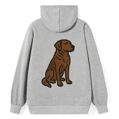Chesapeake Bay Retriever - Brown wavy coat embroidered sitting pose - Classic Pullover Hoodie - Grey