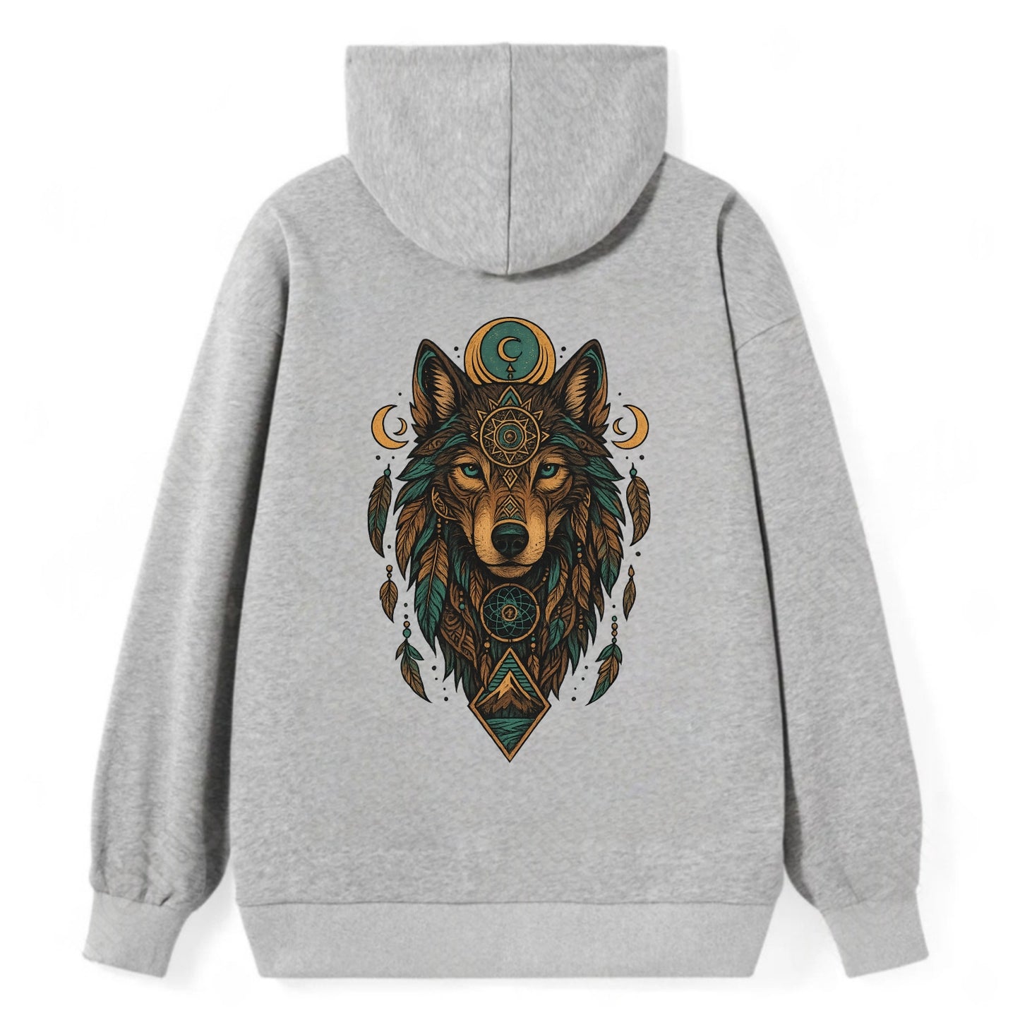Retro 80s Wolf  - Classic Pullover Hoodie - Grey