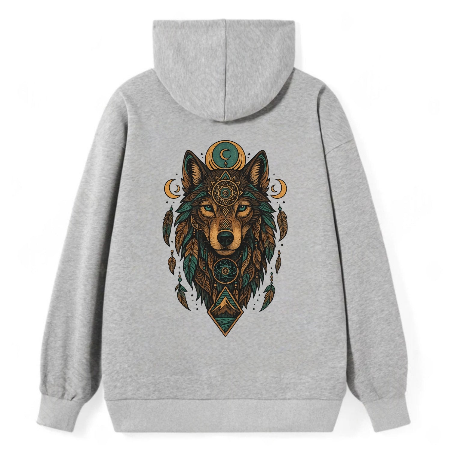 Retro 80s Wolf  - Classic Pullover Hoodie - Grey