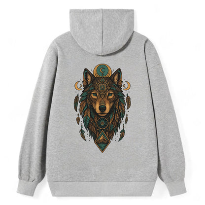 Retro 80s Wolf  - Classic Pullover Hoodie - Grey