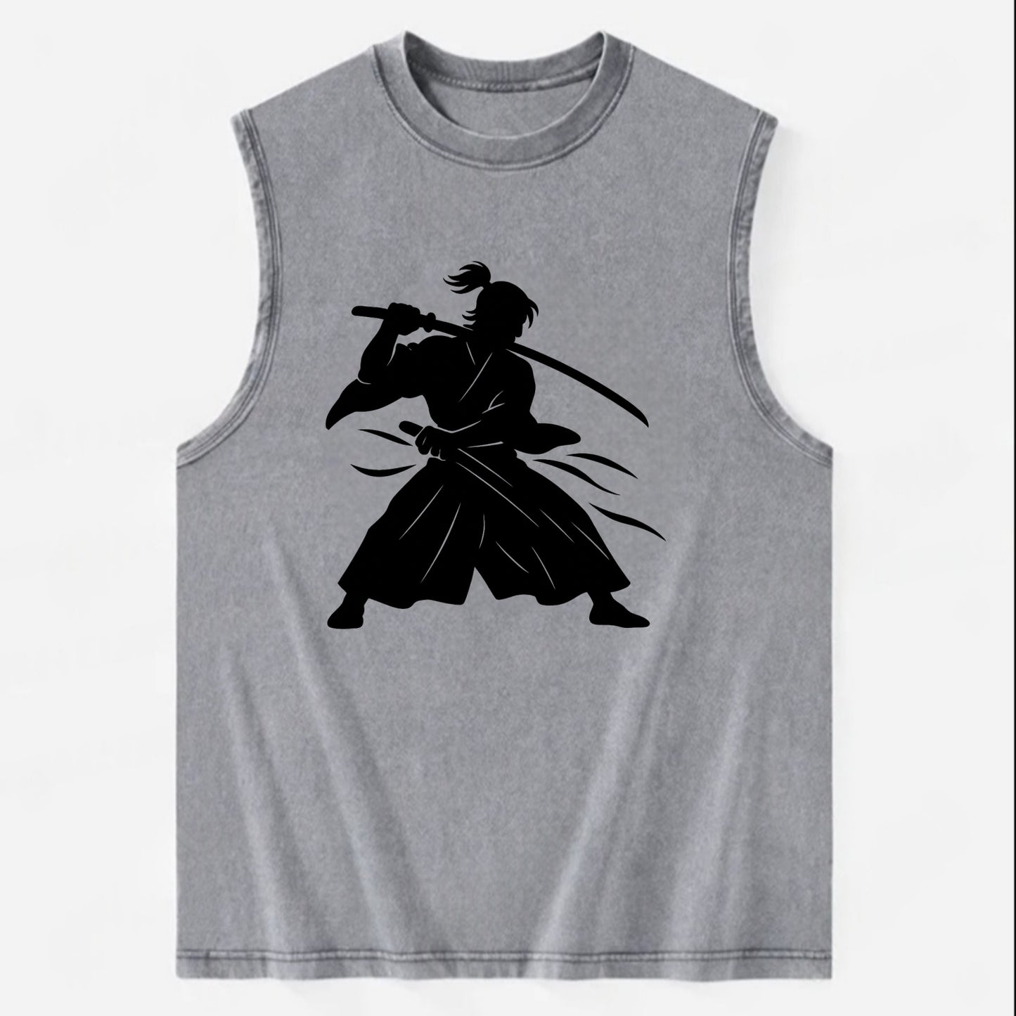 Japanese samurai sword draw - Vintage Washed Tank - Grey