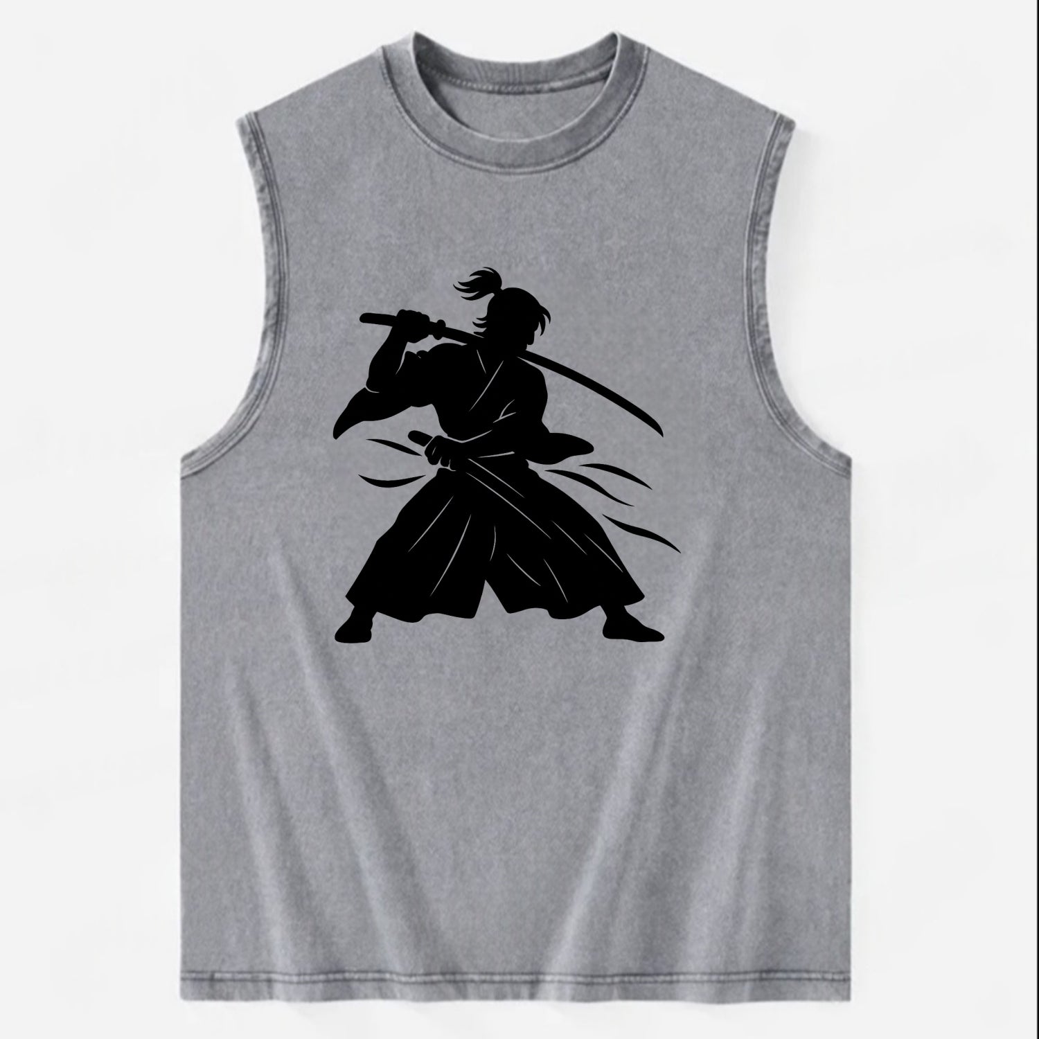 Japanese samurai sword draw - Vintage Washed Tank - Grey