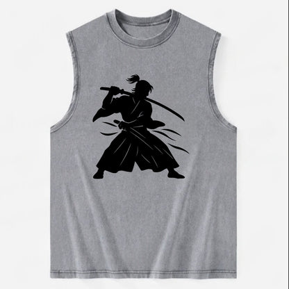 Japanese samurai sword draw - Vintage Washed Tank - Grey