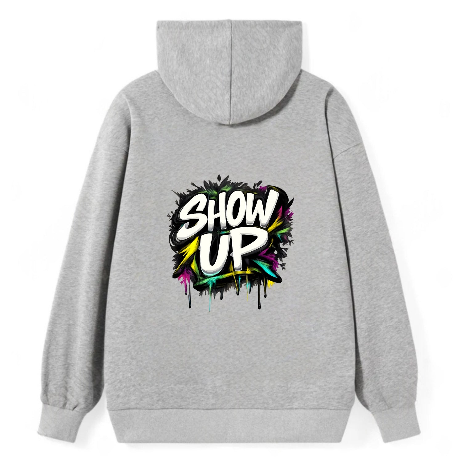 Bold typography design - "SHOW UP" - be present, arrive ready - Classic Pullover Hoodie - Grey