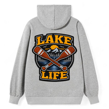 CANOE PADDLE - wooden paddle crossed in brown and cream , lake life - Classic Pullover Hoodie - Grey