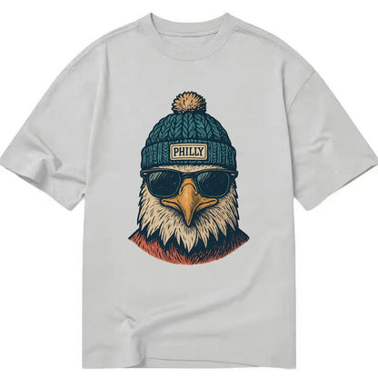 Philadelphia Eagle wearing Philly beanie with pom pom and wayfarer sunglasses - Classic T-shirt - Grey