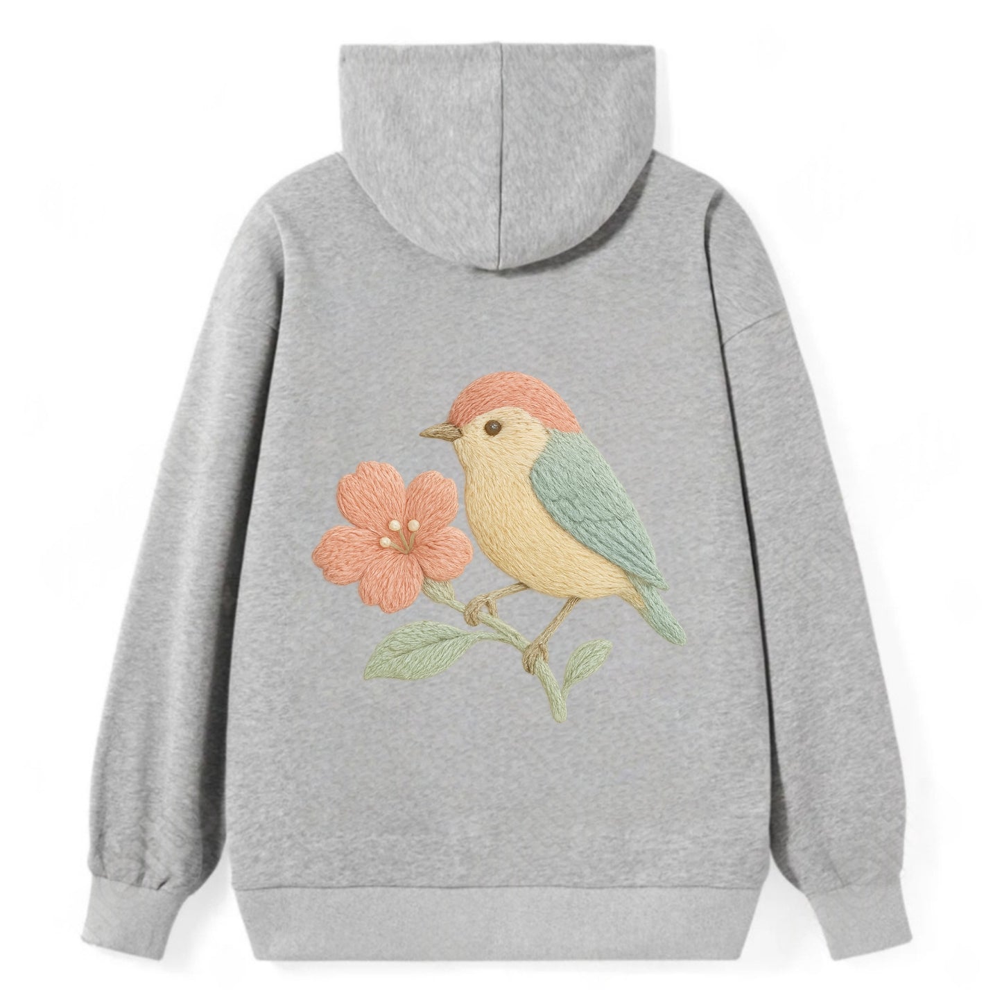 Peach Flowerpecker - Classic Pullover Hoodie - Grey
