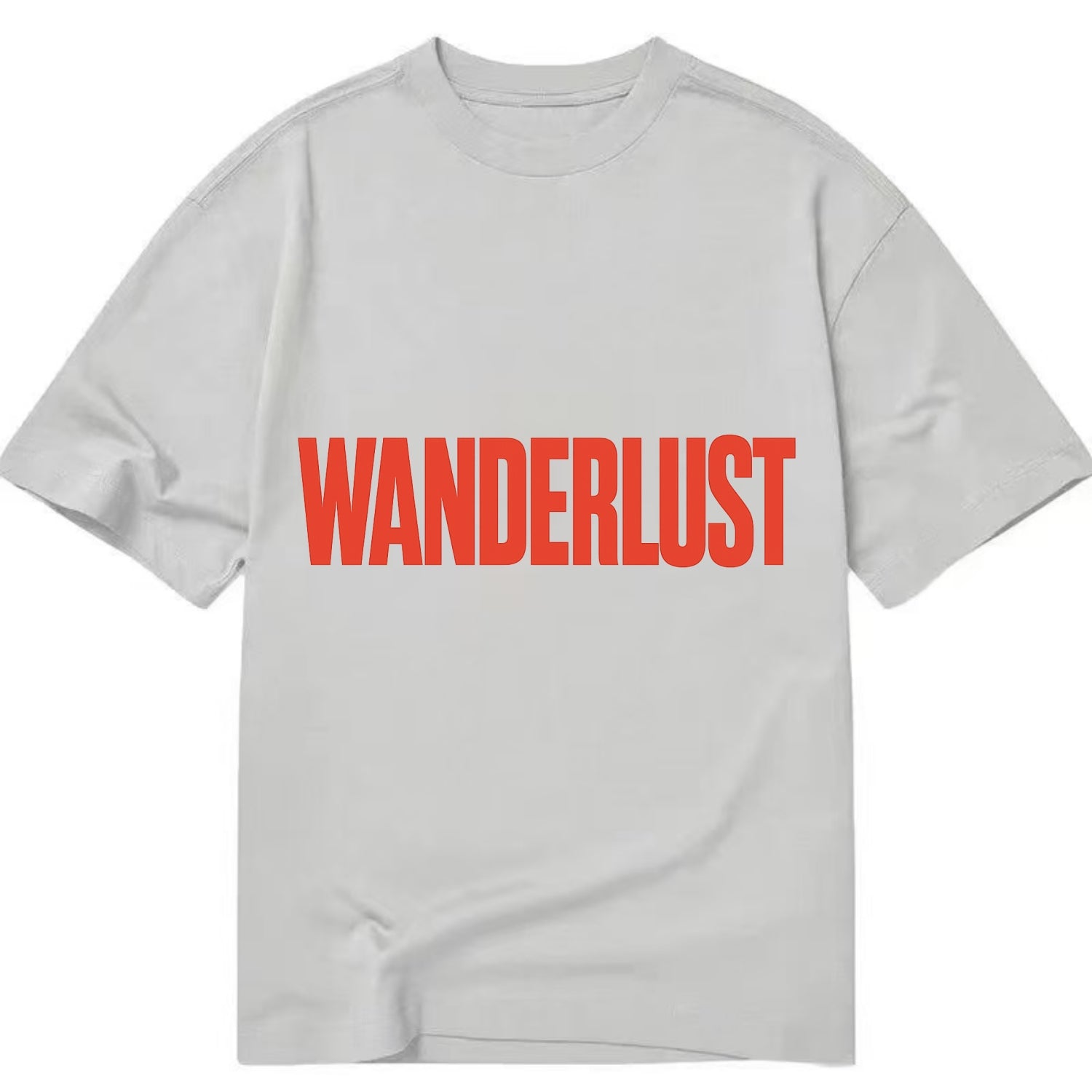 Bold typography design - "WANDERLUST" - desire to travel, explore the world - Classic T-shirt - Grey