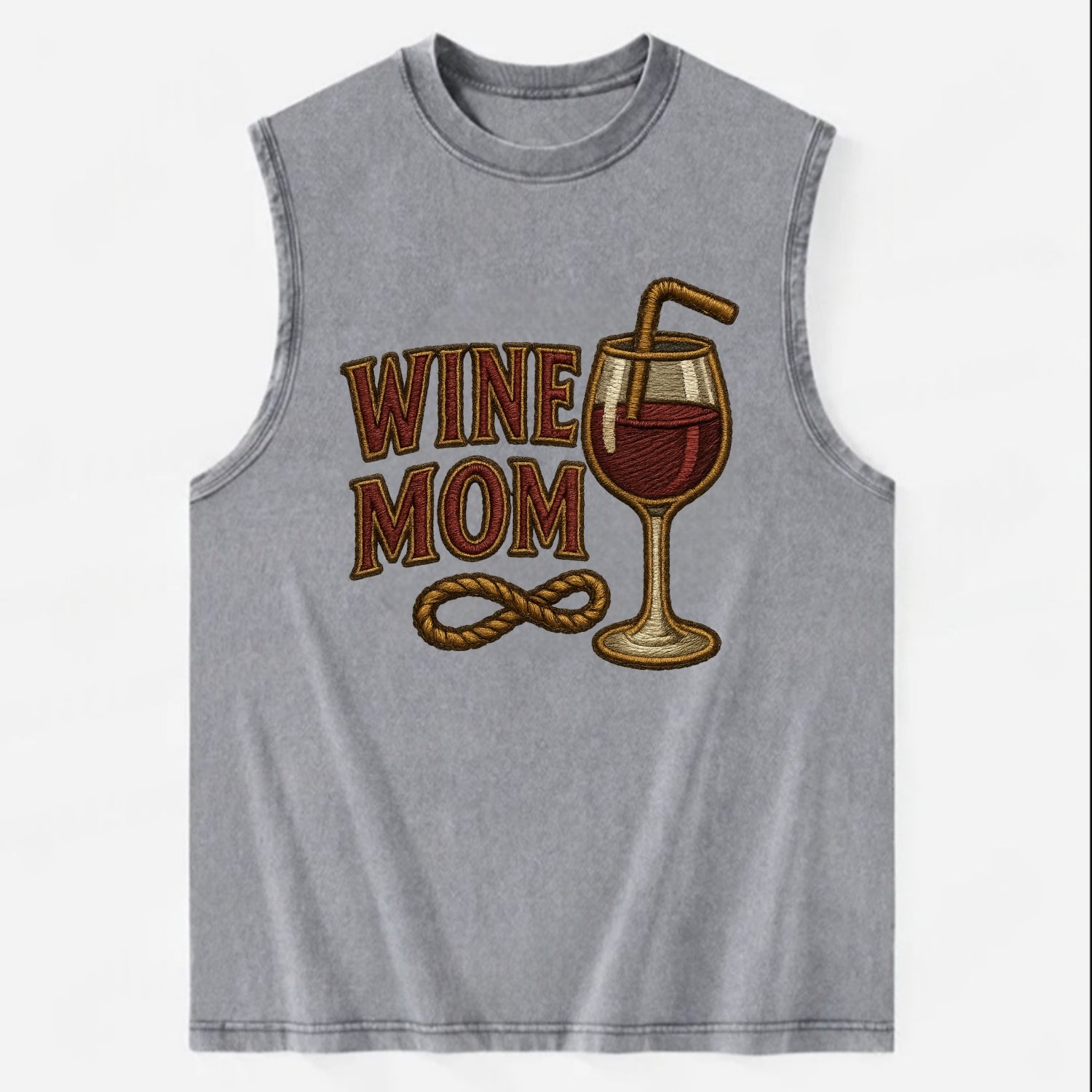 Wine Mom  - Vintage Washed Tank - Grey