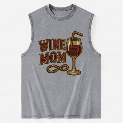 Wine Mom  - Vintage Washed Tank - Grey