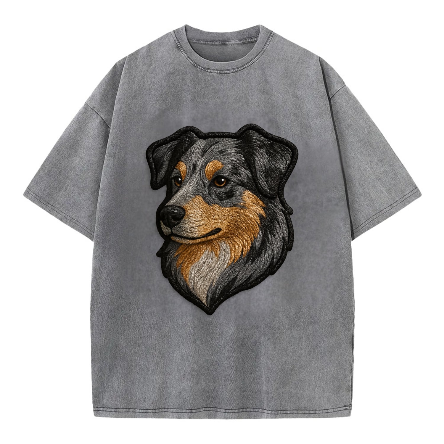 Australian Shepherd - Modern merle patte - Vintage T-shirt - Grey