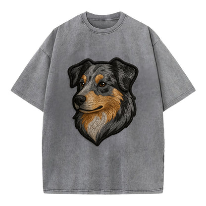 Australian Shepherd - Modern merle patte - Vintage T-shirt - Grey